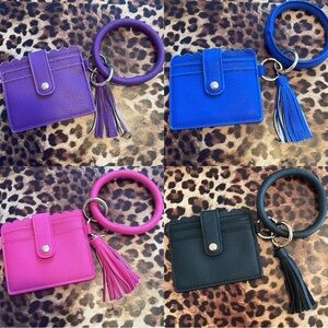 Bangle Wristlet Wallet in SOLID COLORS w/ ID Window & Card Slots & Key Ring